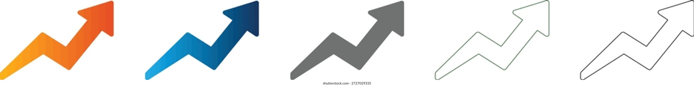 Flat icon representing stock exchange growth, part of a consistent icon set. Solid black vector graphic, isolated on white background.