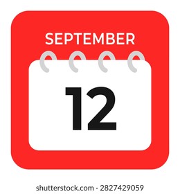 A flat icon representing the twelfth day of September on a calendar page.
