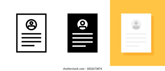 Flat icon of Resume isolated on white background, Vector and Illustration.