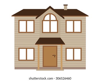 Flat icon retro Residential wooden building House vector modern illustration