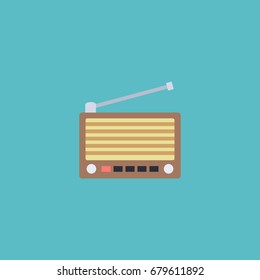 Flat Icon Retro Tuner Element. Vector Illustration Of Flat Icon Radio Isolated On Clean Background. Can Be Used As Radio, Fm And Tuner Symbols.
