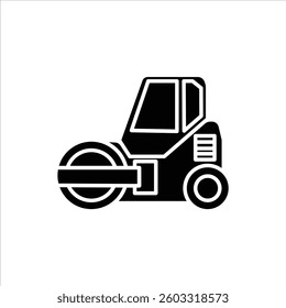 Flat Icon Road Roller Construction Vehicle Modern, Stylish and Editable Vector Illustration For Transportation and Vehicle Design