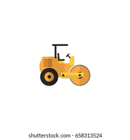 Flat Icon Road Roller Element. Vector Illustration Of Flat Icon Steamroller Isolated On Clean Background. Can Be Used As Steamroller, Road And Roller Symbols.