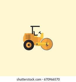 Flat Icon Road Roller Element. Vector Illustration Of Flat Icon Steamroller Isolated On Clean Background.