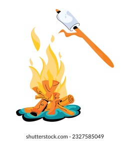 A flat icon of roasting marshmallow 