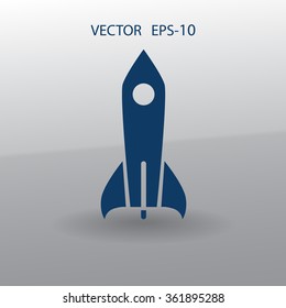 Flat  icon of rocket