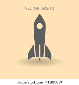 Flat  icon of rocket
