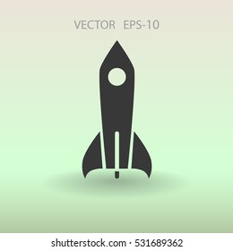 Flat  icon of rocket. vector illustration