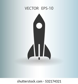 Flat  icon of rocket. vector illustration