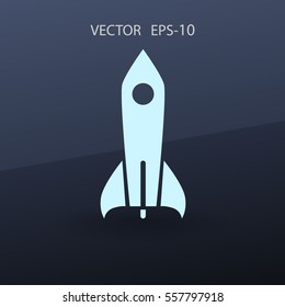 Flat  icon of rocket. vector illustration
