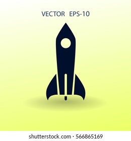 Flat  icon of rocket. vector illustration