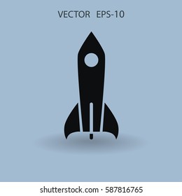 Flat  icon of rocket. vector illustration