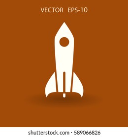 Flat  icon of rocket. vector illustration