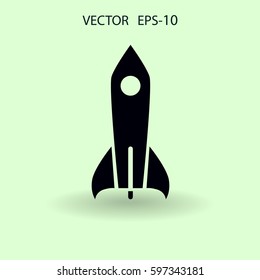 Flat  icon of rocket. vector illustration