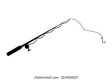 flat icon of rod fishing with reel and string.