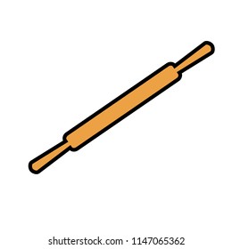 Flat icon rolling pin isolated on white background. Vector illustration.