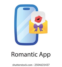 A flat icon of romantic app message 