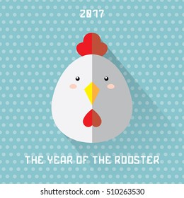 Flat icon with rooster the symbol of new year