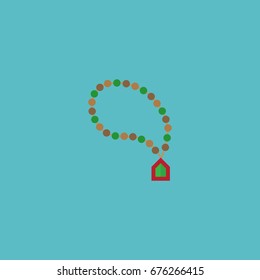 Flat Icon Rosary Islam Element. Vector Illustration Of Flat Icon Bead Isolated On Clean Background. Can Be Used As Rosary, Islam And Bead Symbols.