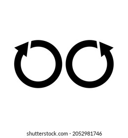 Flat icon of  rotation, recycling recurrence, renewal. Suitable for sign icons on apps. Isolated on a blank, editable and changeable background.