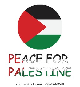 Flat icon Round flag peace for Palestine solated on white background. Vector illustration.