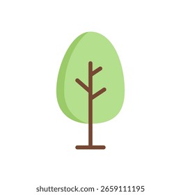 Flat icon of a round leafy tree with a short trunk. Great for park scenes, nature visuals, and eco-friendly content.