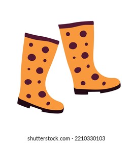 Flat icon rubber boots isolated on white background. Boots for autumn. Vector illustration.