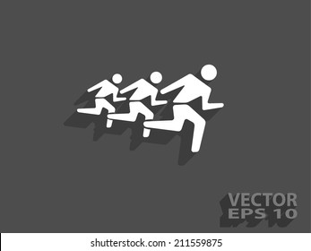 Flat icon of running mans