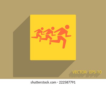 Flat icon of running mans