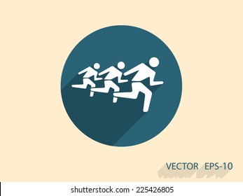 Flat icon of running mans