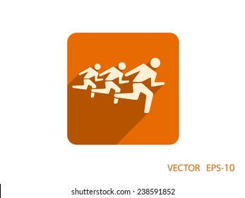 Flat icon of running mans