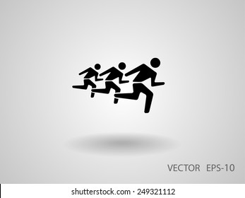 Flat icon of running mans