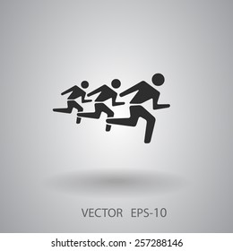 Flat icon of running mans