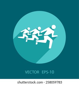 Flat icon of running mans