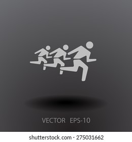 Icono plano de los hombres en ejecución
