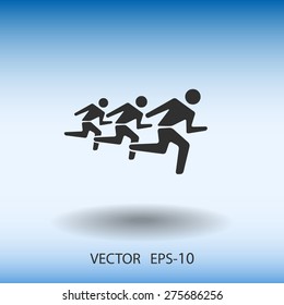 Flat icon of running mans