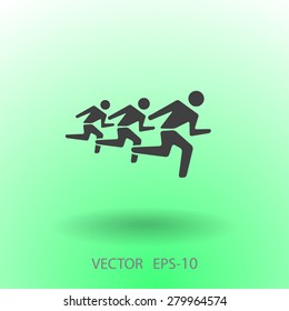 Flat icon of running mans