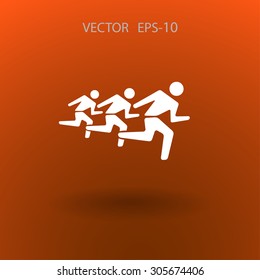 Flat icon of running mans