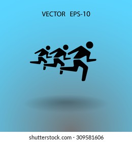 Flat icon of running mans