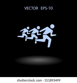 Flat icon of running mans