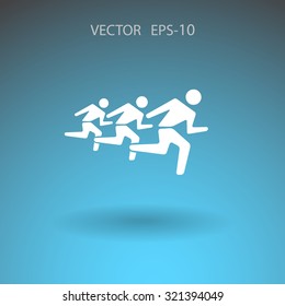 Flat icon of running mans