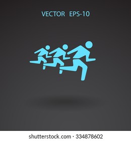 Flat icon of running mans