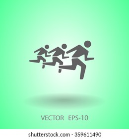 Flat icon of running mans