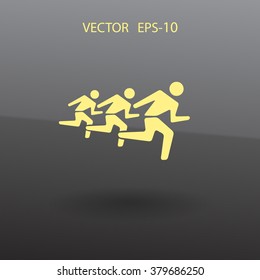 Flat icon of running mans