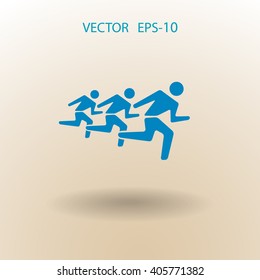 Flat icon of running mans