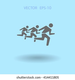 Flat icon of running mans
