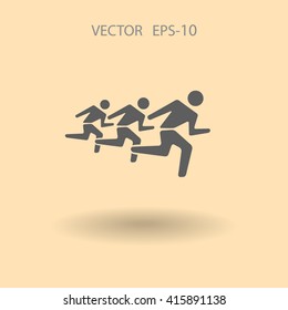 Icono plano de los hombres en ejecución