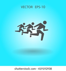 Flat icon of running mans
