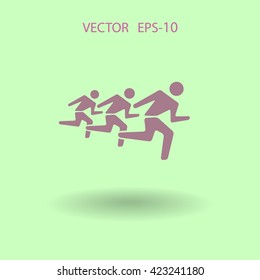 Flat icon of running mans