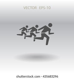 Flat icon of running mans